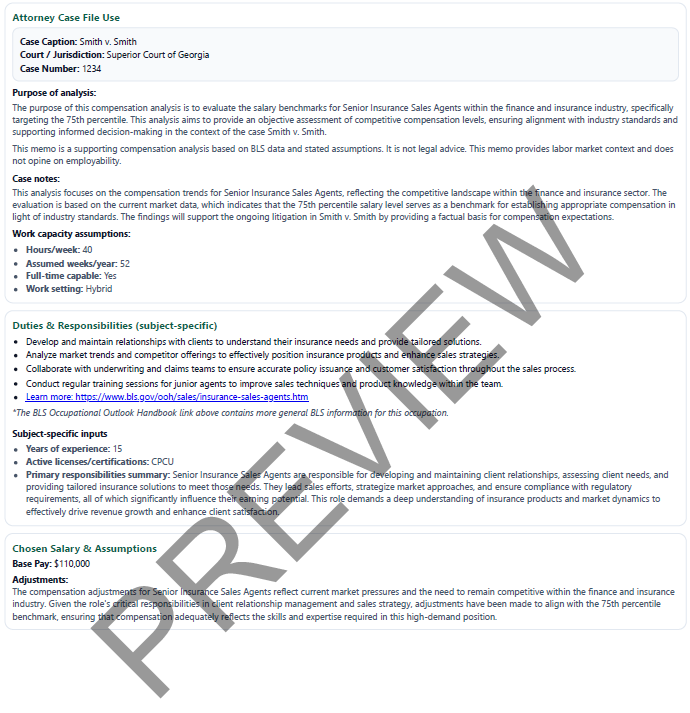 Attorney support / earning-capacity memo page 2