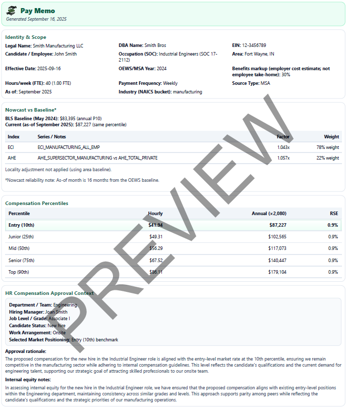 HR compensation approval memo page 1
