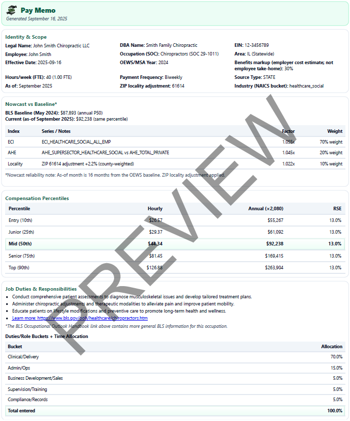 Reasonable compensation memo page 1